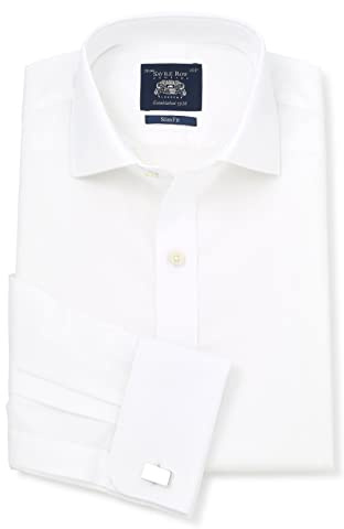 Men's Slim Fit 100% Cotton Poplin Double Cuff Formal Shirt | Luxury, Premium Quality, Long Sleeve, Dress Shirt, Formalwear