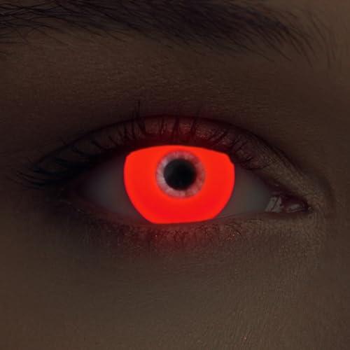 DESIGNLENSES, Leuchtende rote Halloween The Purge Kostüm UV Licht Kontaktlinsen, 1 Paar (2 Stück),weiche Schwarzlicht Farblinsen ohne Stärke (Glowing Red)