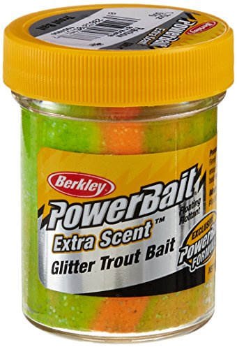 Berkley PowerBait Glitter Trout Bait, Rainbow, Fishing Dough Bait, Scent Dispersion Technology, Irresistible Scent and Flavor, Moldable and Easy to Use, Jar