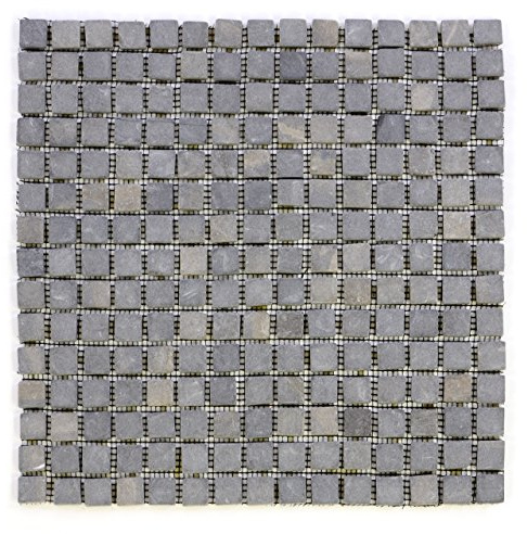 DIVERO 11 Fliesenmatten Naturstein Mosaikfliesen aus Marmor für Wand und Boden anthrazit grau á 30 x 30 cm