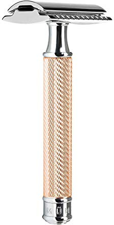 MÜHLE TRADITIONAL traditioneller Sicherheitsrasierer - Rasierhobel mit geschlossenem Kamm - Griff aus rosegoldenem Metall
