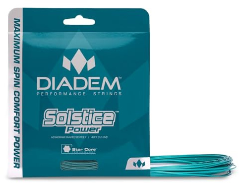 Diadem Solstice Power Tennis String Set | High Spin Co-Poly String, 40 feet, 12.2m, Teal (17, 1.20mm)