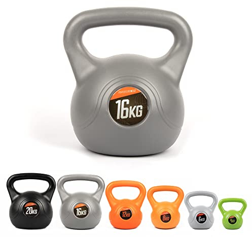 Phoenix Fitness Vinyl Kettlebell Weight – 4kg, 6kg, 8kg, 12kg, 16kg or 20kg Free Weight for Home Gym, Strength Training & Cardio – Ergonomic Handle with Durable Vinyl Coating for Full-Body Workout
