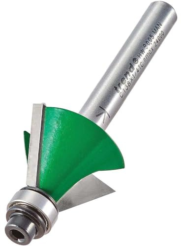 Trend CraftPro Chamfer Router Cutter, 60 Degree V Groove, 1/4 Inch Shank | Tungsten Carbide Tipped Cutter For Accurate 12.7mm Chamfers And 60 Degree V Grooves, C138X1/4TC