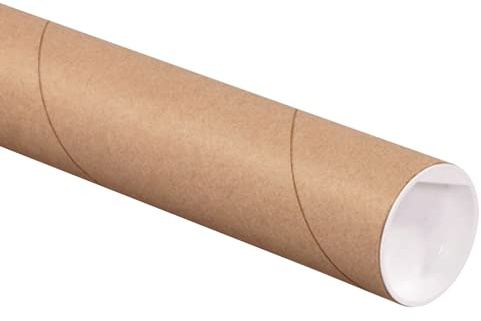BOX USA Cardboard Tubes with Caps, 36L x 2W x 2H, Pack of 50 | Poster Tube for Mailing and Storage of Blueprints, Artwork, Crafts, Long Art Holder, 36 inches