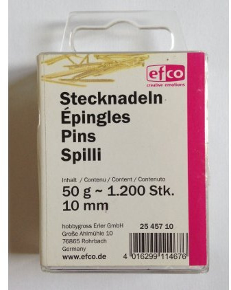efco Stecknadeln vergoldet 10mm für Pailletten ca.50g / in der Kunststoffdose