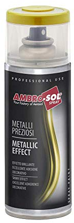 Ambro-Sol V400MET5 Edelmetall-Effekt-Lasur, für den Innenbereich zur Verschönerung von Oberflächen und Objekten, recyclebare Weißblech-Sprühdose 400 ml, Spiegelnd Vergoldete
