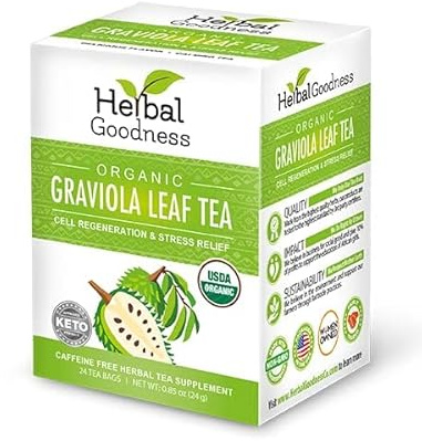 Soursop Tea Organic – Hoja de Guanabana Leaf Tea Bags (24 Count) | Caffeine-Free Soursop Leaves Organic Tea for Relaxation, Balance & Cellular Wellness, USDA Organic & Kosher Certified Herbal Goodness