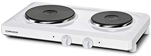 ROMMELSBACHER Doppelkochplatte THS 2015 - Made in Germany, 2 Gussheizplatten 145/180 mm Ø, Gehäuse feueremailliert, 15 Min. Zeitschaltuhr, automatische Abschaltung, Überhitzungsschutz, 2000 Watt, weiß