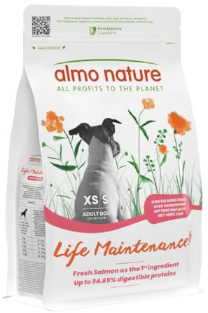 Almo Nature Life Maintenance Pienso Seco para Perro XS-S con Salmón 2 kg – Alimento Completo para Perros Adultos de Raza Pequeña y Muy Pequeña