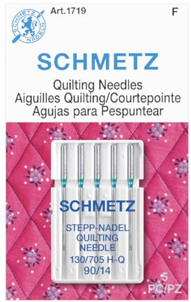 SCHMETZ Quilt Nadeln - Größe 14/90, 5er Pack - Kompatibel mit allen Maschinen - Perfekt für Quilten und Maschinensteppen