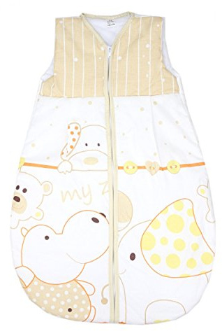 Babyschlafsack ohne Ärmel Kinderschlafsack Wattierter Schlafsack Baby Eulen- Bärchenmotiv Giraffe, Farbe: My Zoo Beige, Größe: 92-98