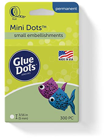 Glue Dots, Mini Dots, Double-Sided, 3/16, 300 Dots, DIY Craft Glue Tape, Sticky Adhesive Glue Points, Liquid Hot Glue Alternative, Clear