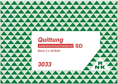 RNKVERLAG 3033 - Quittung mit gesondertem Mehrwertsteuerausweis, Block mit 2 x 40 Blatt, selbstdurchschreibend, DIN A6 quer