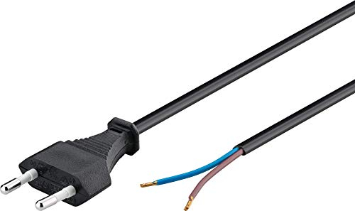 Goobay 50085 Netzkabel 2 polig Eurostecker & offene Enden Stromkabel 2 polig Kabel mit Stecker Euro cee 7/16 Aderendhülsen Eurokabel / Schwarz / 1,5m