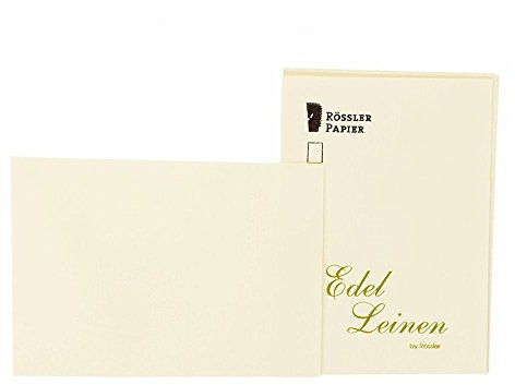 Rössler Edel Leinen-Kartenpack | Kartenset | 20 Blanko Karten zum Selbstgestalten | Format DIN A6 | Einladungskarten blanko | 11 x 2 x 21 cm | 1 Stück | Farbe: Ivory