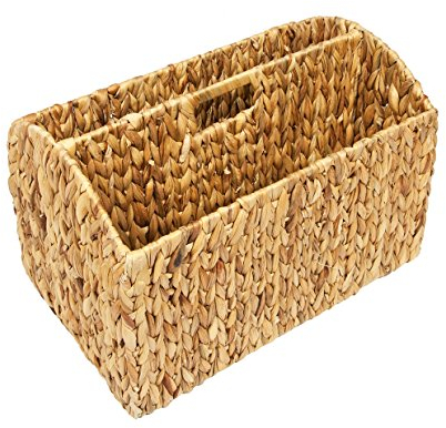 Woodluv Water Hyacinth Newspaper Magazine Holder Storage Rack Stand With Carry Handles (Made from Banana Leaves)