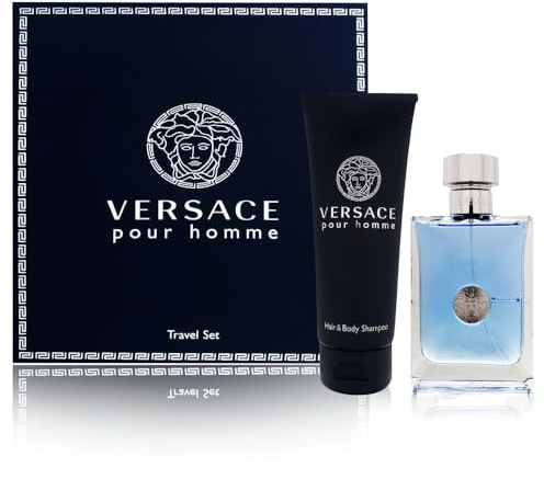 Versace Pour Homme Men Gift Set (Eau De Toilette Spray, Hair and Body Shampoo)