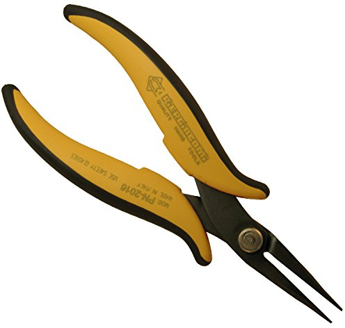 Piergiacomi - PN2016 Pinza Lunga con Becchi a Punta Lisci Arrotondati Esternamente - Lunghezza Punta 28 mm, Lunghezza Totale Utensile 160 mm, Punta Spessore 1.2 x 1 mm - Arancione - Made in Italy