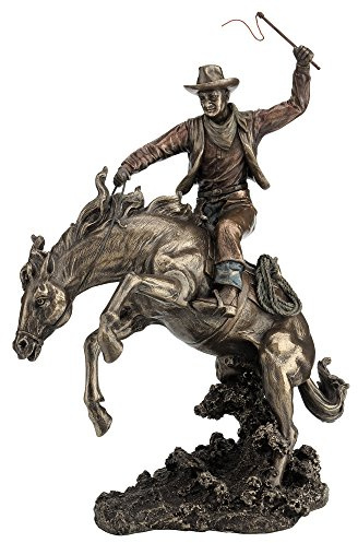 Veronese Design Resin Statues Bronzed Rodeo Cowboy and Bucking Bronco Statue 13 Inches Tall 9 X 15.5 X 5.5 Inches Bronze