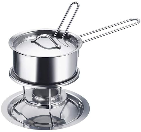 Westmark Butterpfännchen/Soßenwärmer, Mit Deckel, Soßenlöffel und Stövchen, Rostfreier Edelstahl, Farbe: Silber, 62262260