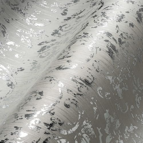 Architects Paper 30660-1 30660-1 Papier peint en soie métallique avec ornements Motif baroque Gris métallisé - 10,05m x 0,53m -