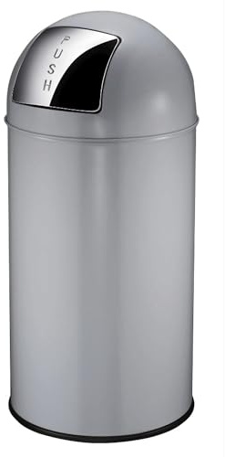 Kaiser + Kraft Push-Mülleimer | Stahl, Volumen 40 l, HxØ 740 x 350 mm, eisengrau