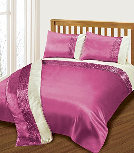 Intimates Luxury Pleated Faux Silk Bed Runner Perez Fushia/Hot Pink