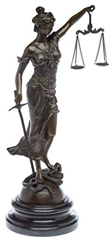 Scultura in bronzo Justitia figura 45cm giustizia stile antico