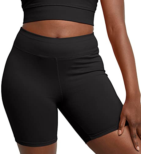 Hanes Kvinnors stretchjersey-cykelshorts, bomull, idrottsshorts för kvinnor, 17,78 cm innersöm., Svart, XXL