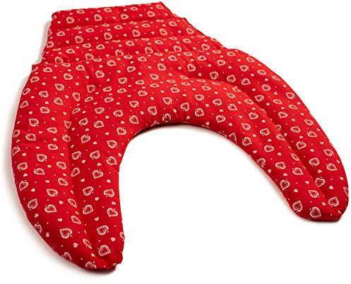 Coussin tour de cou compartimenté avec partie dorsale - rouge avec des coeurs - Coussin aux pépins de raisins - Coussin de nuque - Coussin chaud pour le dos