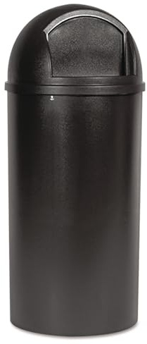 Rubbermaid Commercial Products Marshal Classic Container Round Trash Can 25 Gallons Brown Outdoor for Parks/College Campuses/Outdoor Shopping Malls