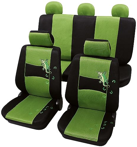 PETEX Auto Sitzbezüge Universal Komplett Set 11-teilig - Gecko grün, Eco Class mit SAB 1 Vario