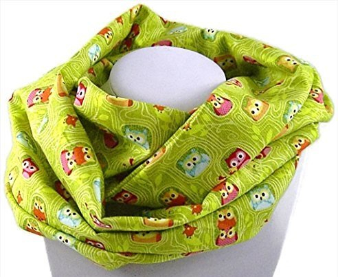 Kinder-Loop Schlauchschal EULEN auf grün - 100% Baumwolle - bettina bruder®