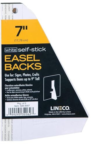 Lineco Self-Stick Chipboard Easel Backs 5/Pkg-White Single-Wing 7