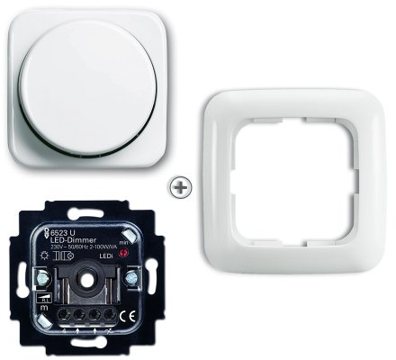 Busch-Jaeger LED-Drehdimmer, komplett mit Rahmen, Reflex SI, alpinweiß glänzend