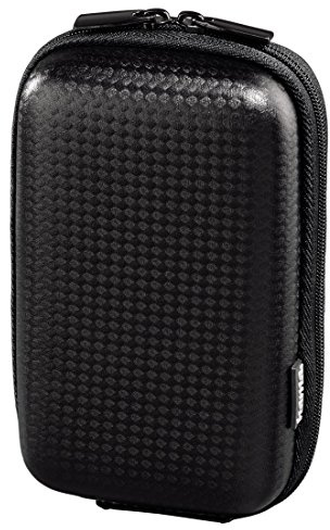 Hama Kameratasche Hardcase, Innenmaße 6,5 x 3,5 x 12 cm, Carbon Style, Abnehmbarer Nackengurt, schwarz