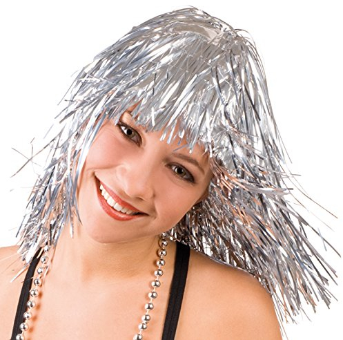 PARTY DISCOUNT SPARPACK! Perücke Lametta Disco, Silber 24 STK.