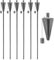 Harbour Housewares Torches de Jardin en Métal - Cône - Paquet de 6 - Torches de Jardin Argentées de 146 cm Éclairage Extérieur Moderne Lampe à Huile de Paraffine Lanterne à Flamme de Bougie