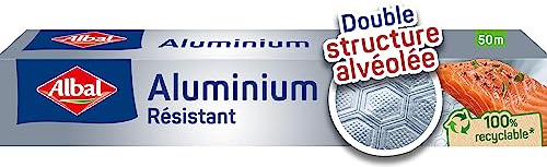 Albal - Film Aluminium 50m - Résistant - Double structure alvéolée - Four et barbecue
