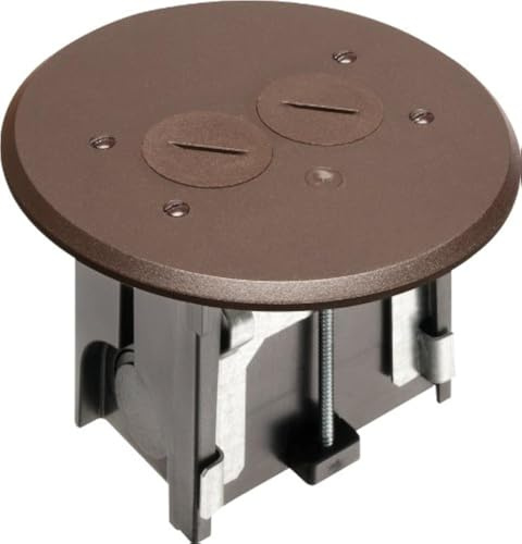 Arlington FLBAR101BR-1 Adjustable Round Floor Box Kit with Outlet and Plate, for Installed Floors, 1-Gang, Brown, 1-Pack