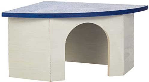 CROCI Wood Corner House with Blue Roof, 29 x 13 x 21 cm