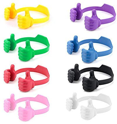 BUTEFO Thumbs up Cell Phone Holder Adjustable Silicone Tablet Stand Portable Desktop OK Stands Compatible for iPhone iPad Samsung Motorcycle Google TCL (Multi Colors, 8)