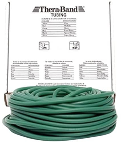 TheraBand Resistive Exercise Tubing - 7.5m Strong, Green, Natural Latex Product, Allows a Great Range of Resistance Training, Increases Strength and Mobility
