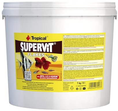Tropical Supervit Premium huvudfoder (flingmat) för alla prydnadsfiskar, 1-pack (1 x 5 l)