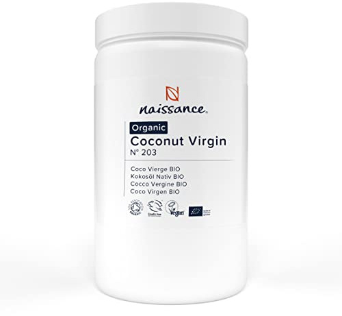 Naissance Huile De Noix De Coco Vierge BIO (No. 203) - 1kg - Pure, Naturelle, Pressée À Froid, Non-Raffiné - Pour Cheveux, Corps, Cosmétique - Végan Et Sans OGM