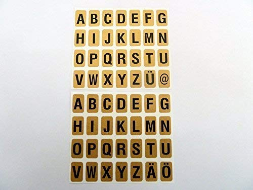 Buchstaben-Aufkleber, Schwarz auf Gold, selbstklebend, 10 mm