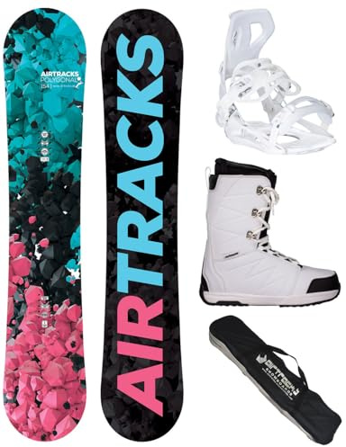 Airtracks Damen Snowboard-Set Freestyle Freeride Polygonal Hybrid Rocker 154 + Snowboard Bindung Master W + Snowboardboots Star W 40 + Sb Bag