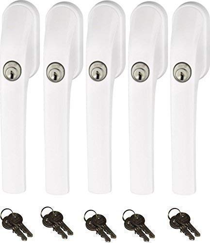 Abus FG300 abschließbarer Fenstergriff, weiß, im Set 5 Stück alle gleichschließend AL0089 mit insgesamt 10 Schlüssel