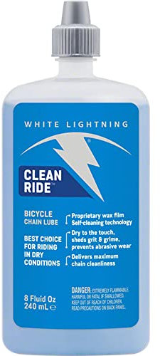White Lightning Clean Ride Self-Cleaning Wax Bicycle Chain Lubricant – 100% Oil-Free, Reduces Dirt & Grime, Extends Chain Life, Smooth Performance, 8 oz